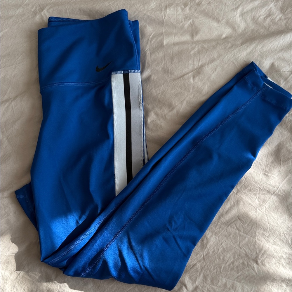 Nike Retro Royal Blue Leggings with White Stripe
